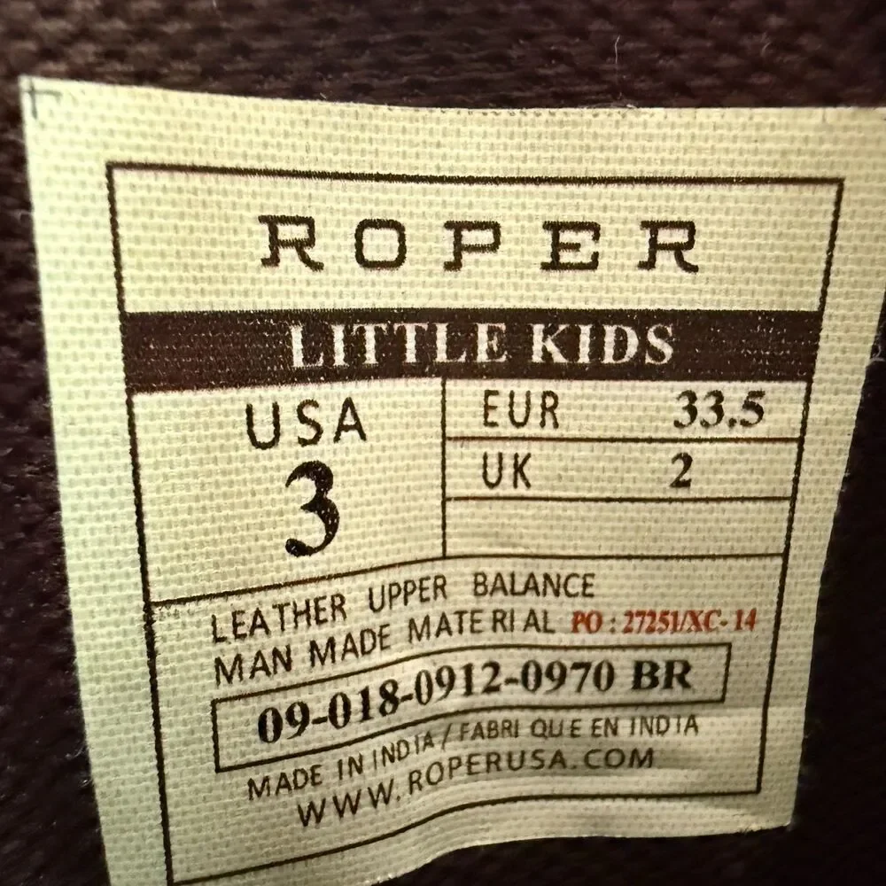 ROPER Little Girl Boots Size 3 Helen Brown Color Floral Embroidery & Leather